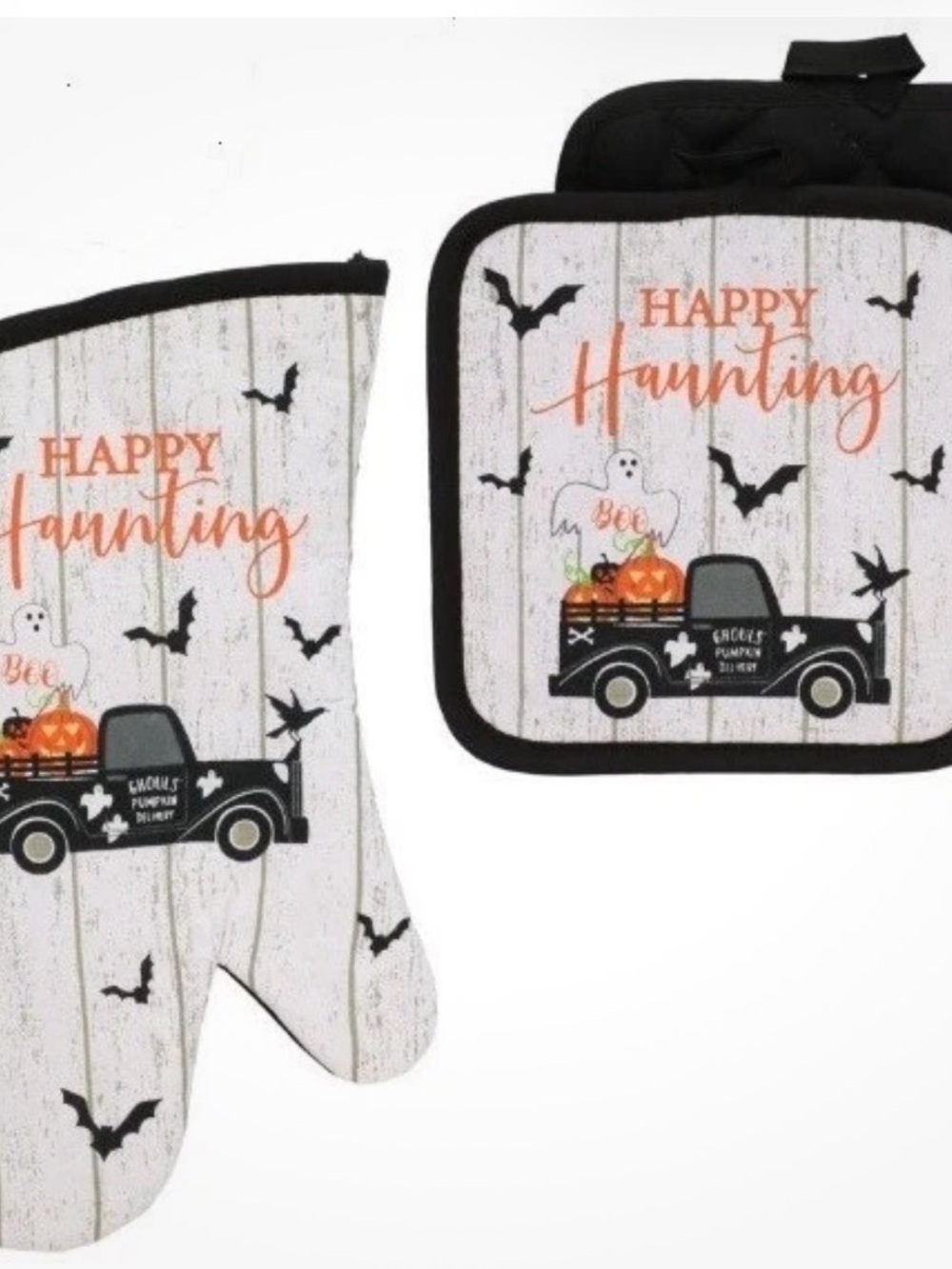 Happy Haunting Halloween Oven Mitt & Pot Holder Set by